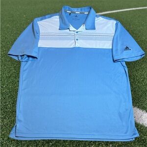 Adidas Men's Sky Blue Golf Polo with White Stripes sz L
